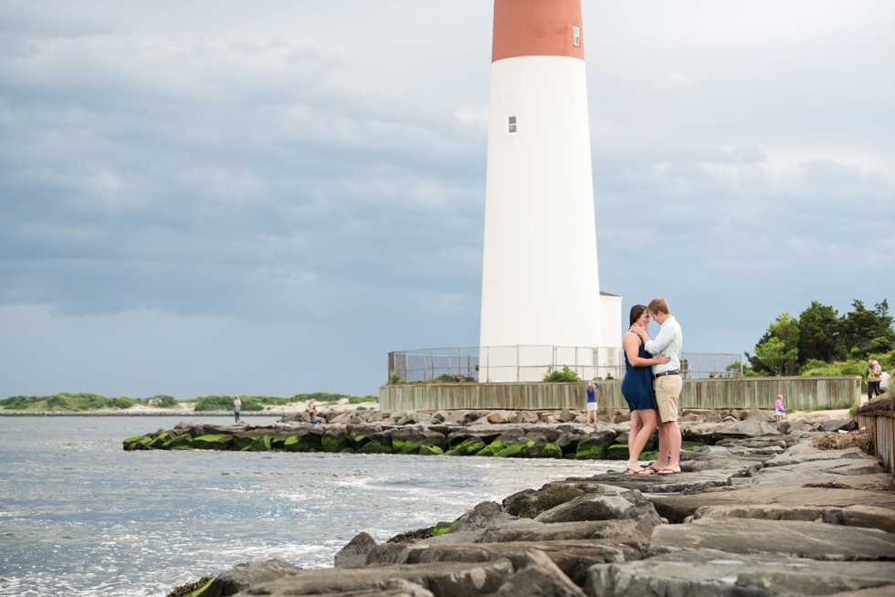 Engagement photos of two brides at the Barnegat Lighthouse