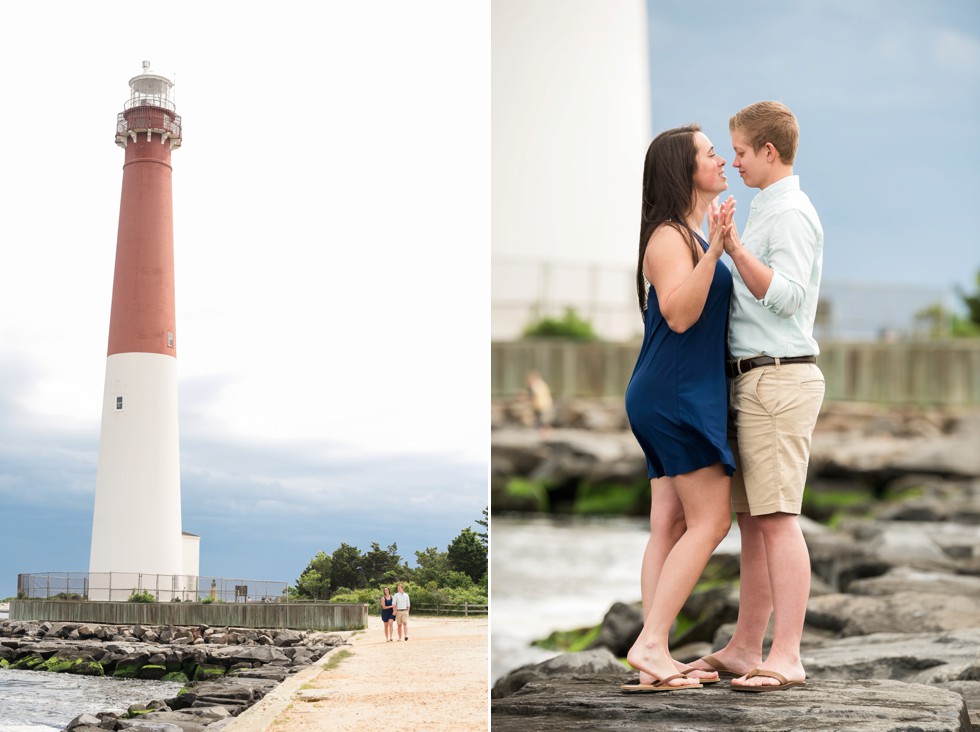 Engagement photos of two brides at the Barnegat Lighthouse