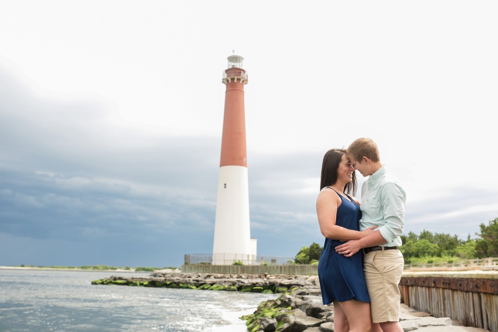 Engagement photos of two brides at the Barnegat Lighthouse