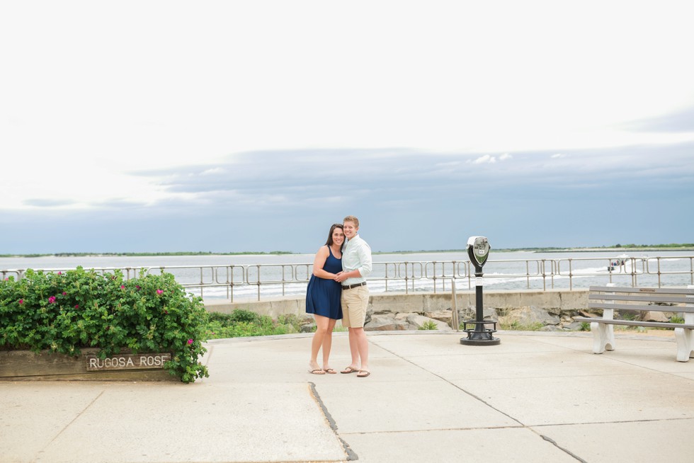 Engagement photos of two brides at the Barnegat Lighthouse