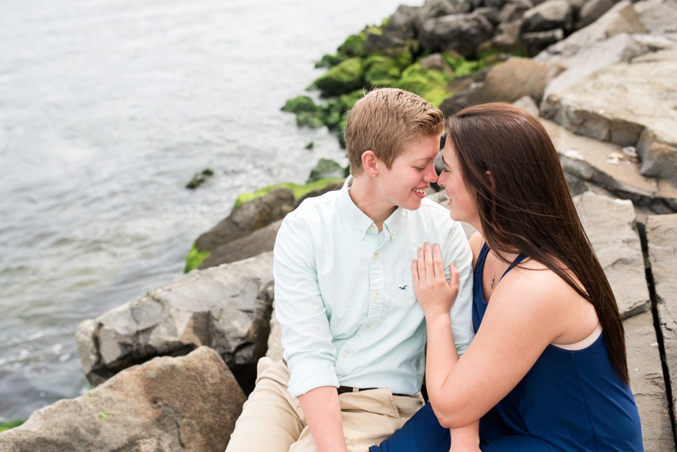 Proposal photographer at Barnegat Lighthouse rocks