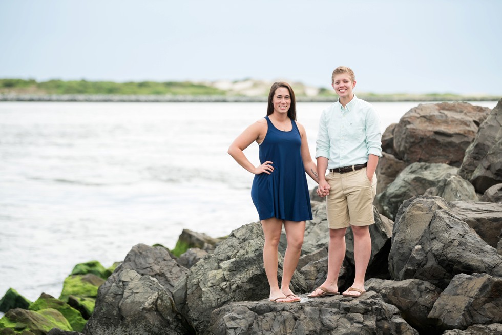 Proposal photographer at Barnegat Lighthouse rocks