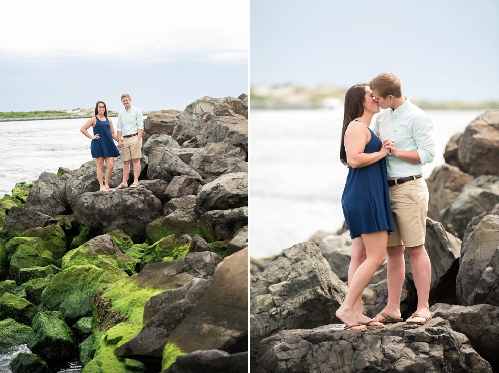 Proposal photographer at Barnegat Lighthouse rocks