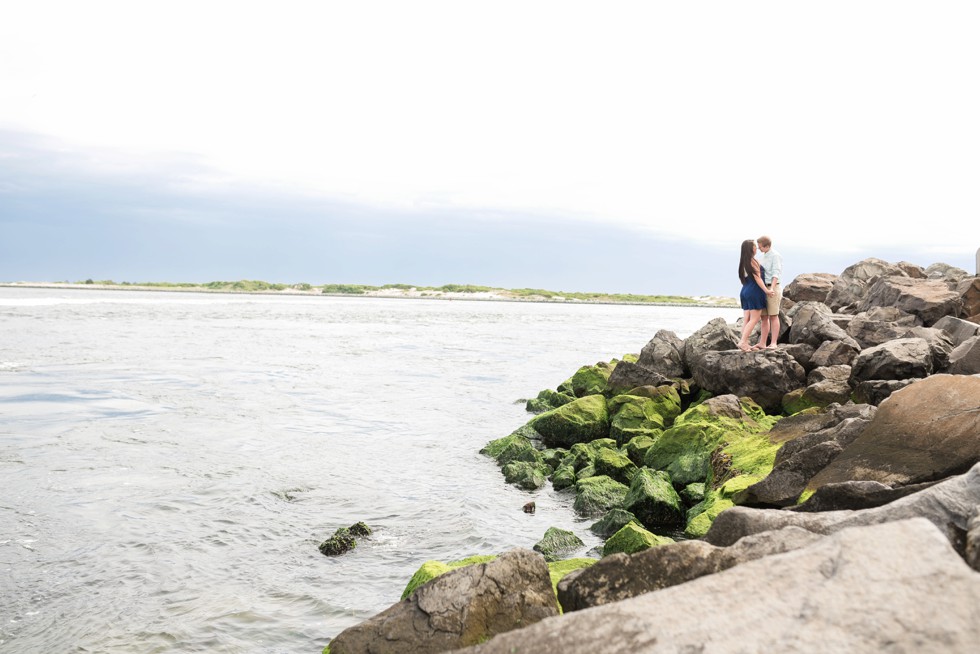 Proposal photographer at Barnegat Lighthouse rocks