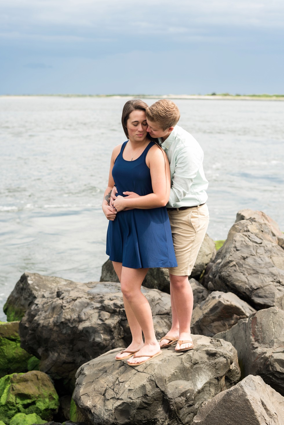 Proposal photographer at Barnegat Lighthouse rocks