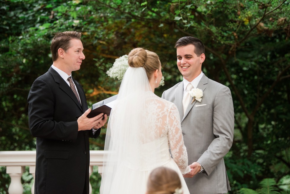 wedding ceremony in the Elkridge Furnace Inn garden