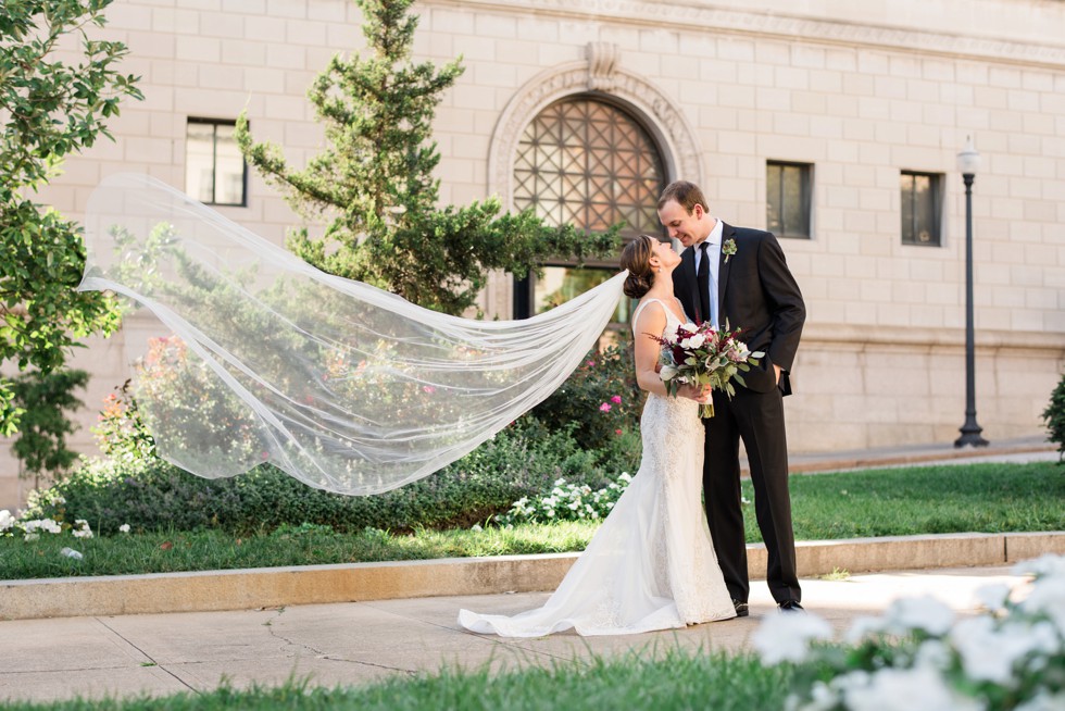 George Peabody Library Wedding photo in front of the Walter Museum of Art