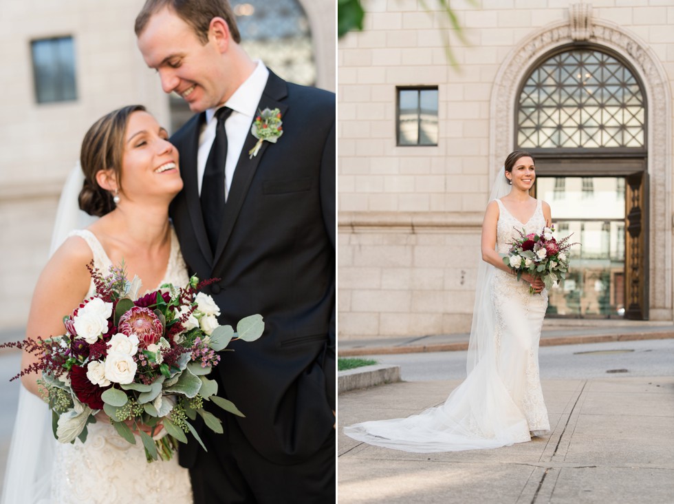 Bridal portraits with Wicked Willow Floral bouquet and Love Couture Bridal dress