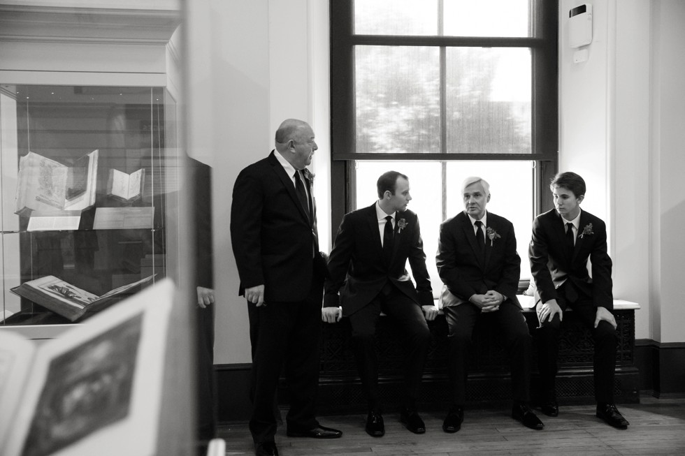 Groom and his dad brother in law and father in law before the ceremony