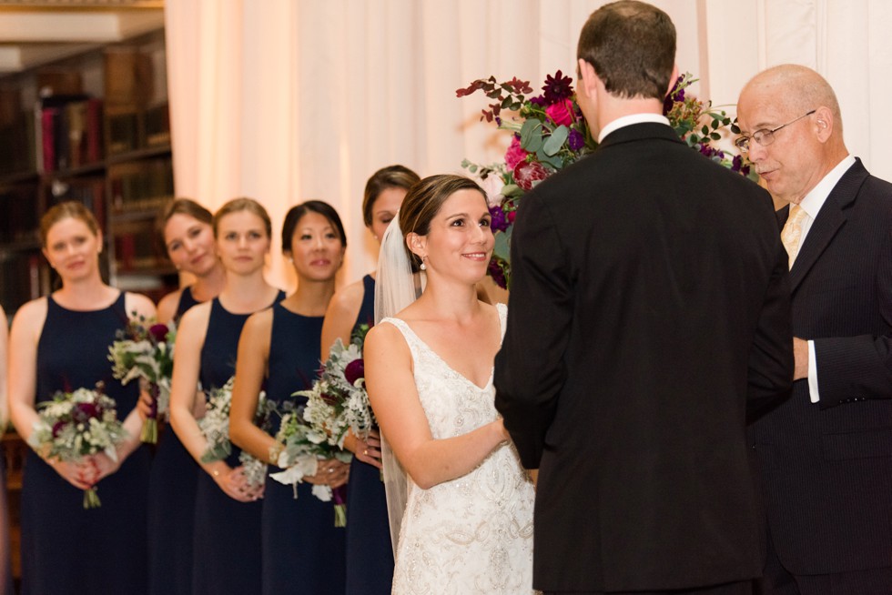 Wicked willow bridesmaid bouquets at peabody library ceremony