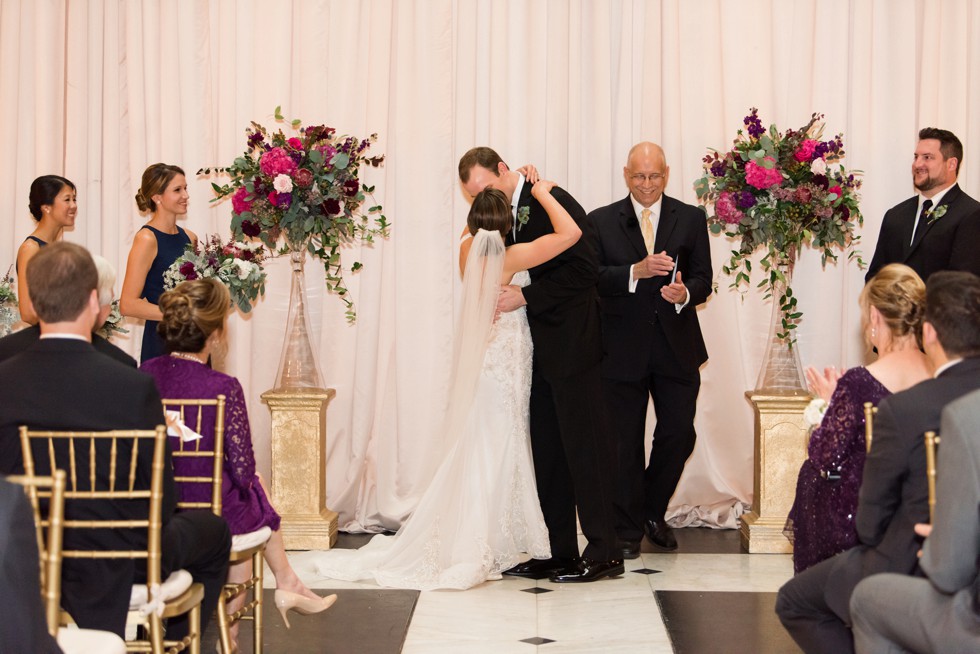 First kiss as husband and wife at peabody library