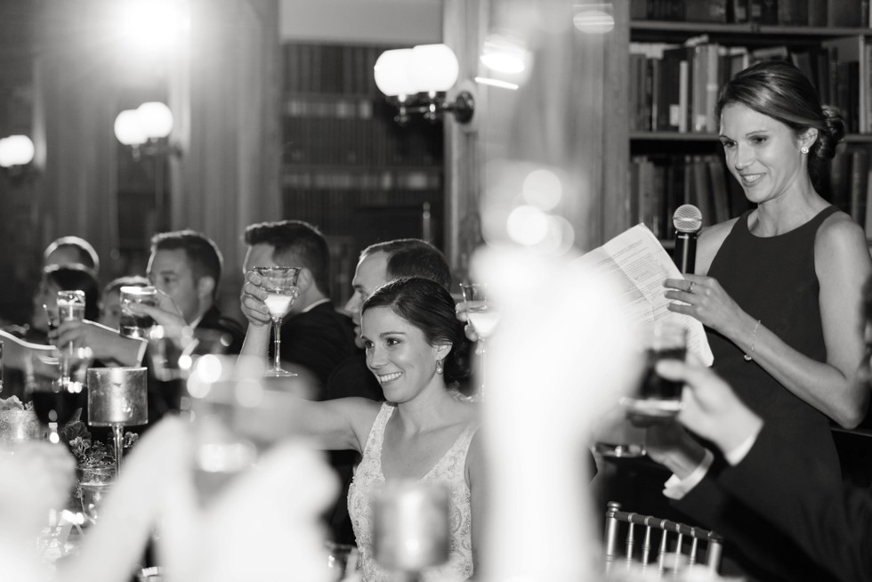 Speeches at a romantic wedding at a Library