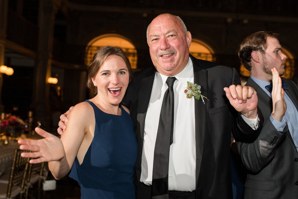 Fun reception photos at Peabody Library wedding