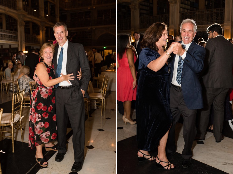 Fun reception photos at Peabody Library wedding