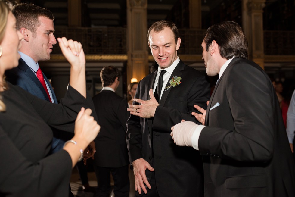 Fun reception photos at Peabody Library wedding