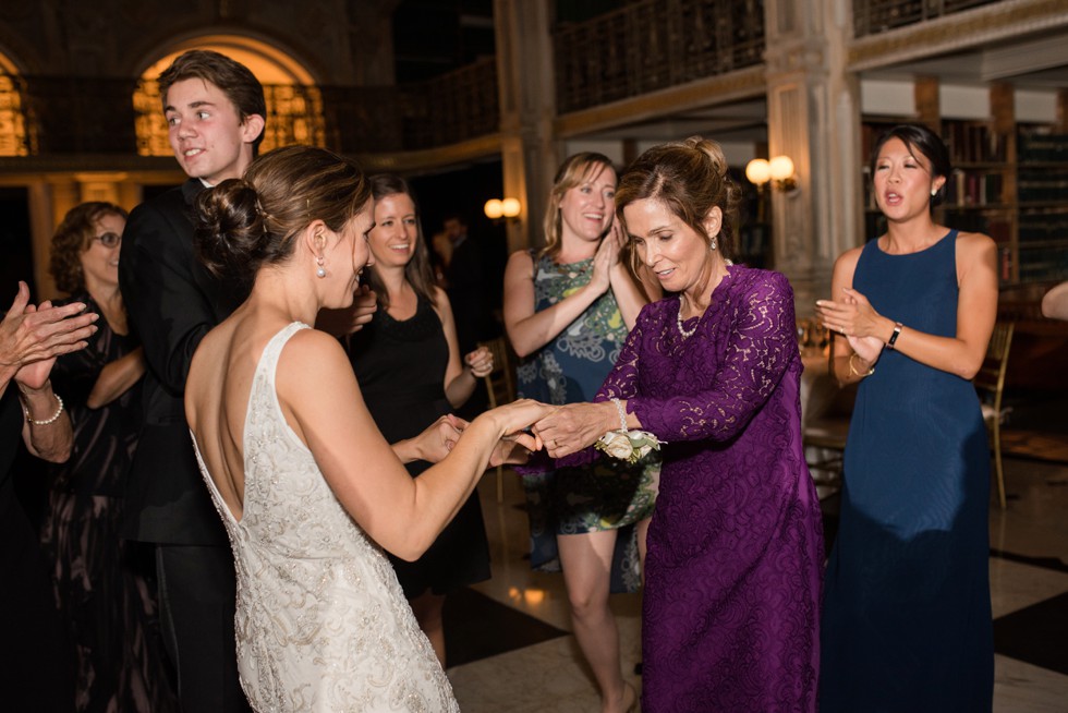 Fun reception photos at Peabody Library wedding