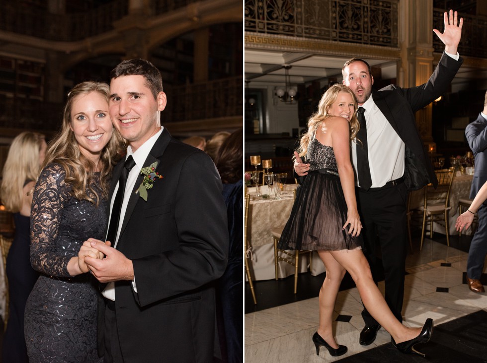 Peabody Library wedding reception photos to District Remix DJ