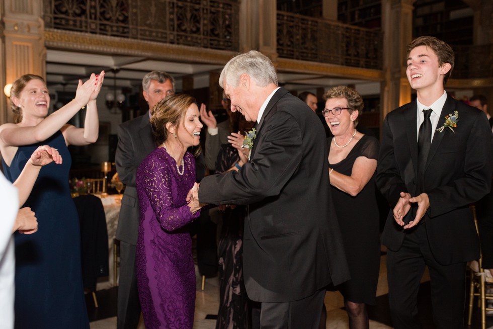 Peabody Library wedding reception photos to District Remix DJ