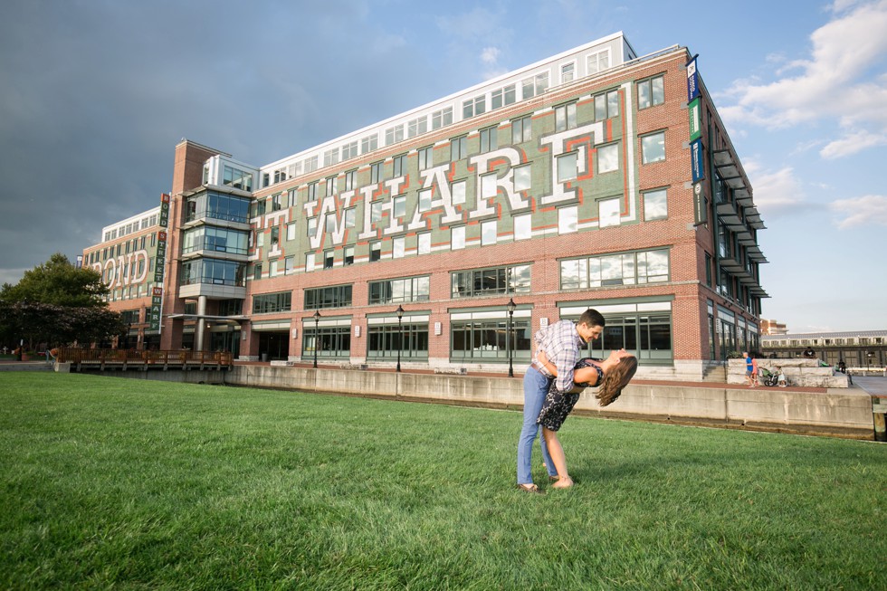 The Wharf in Fells Point engaged couple