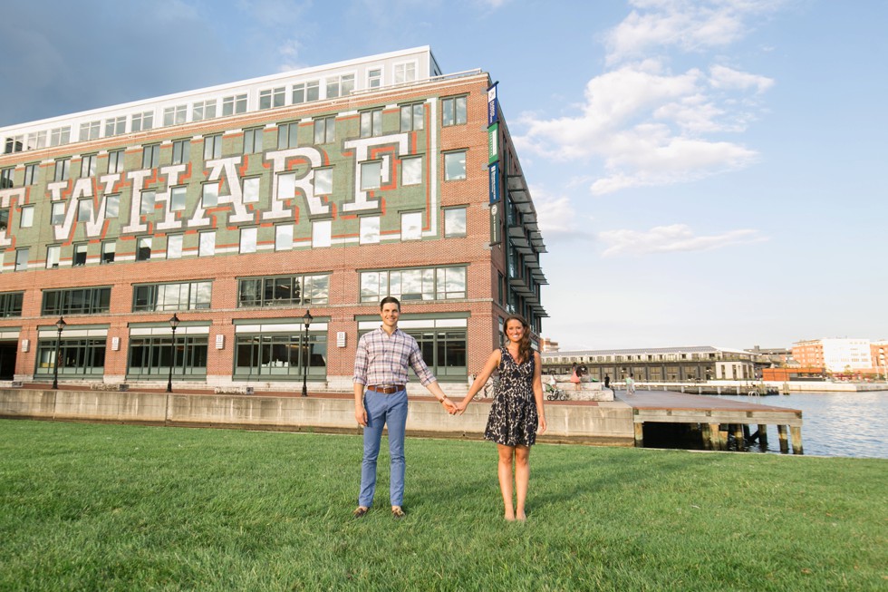 The Wharf in Fells Point engaged couple