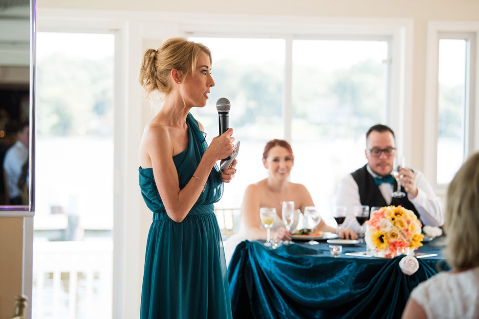 Toasts at waterfront wedding venue at Anchor Inn