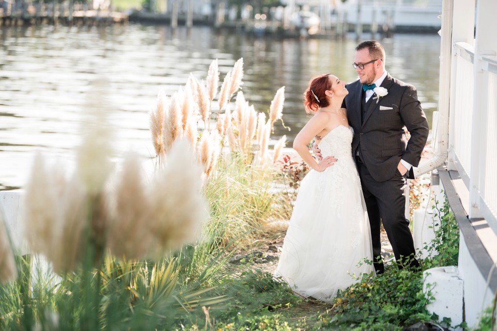 Couple portraits at Anchor Inn wedding on the water