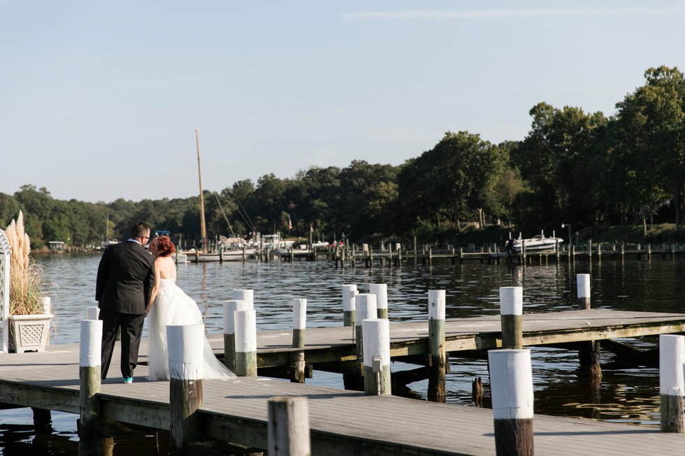 Bride and groom wedding portraits on the docks