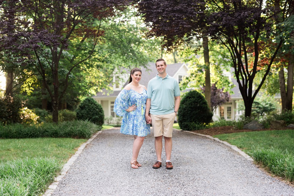 Sunset engagement photos in the trees near Annapolis