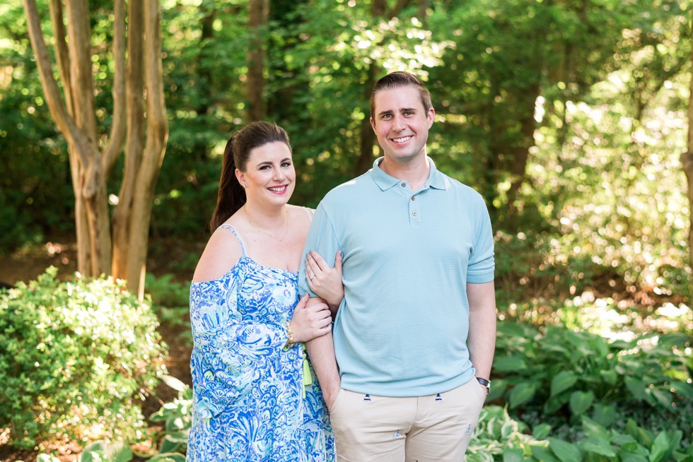 Sunset engagement photos in the trees near Annapolis