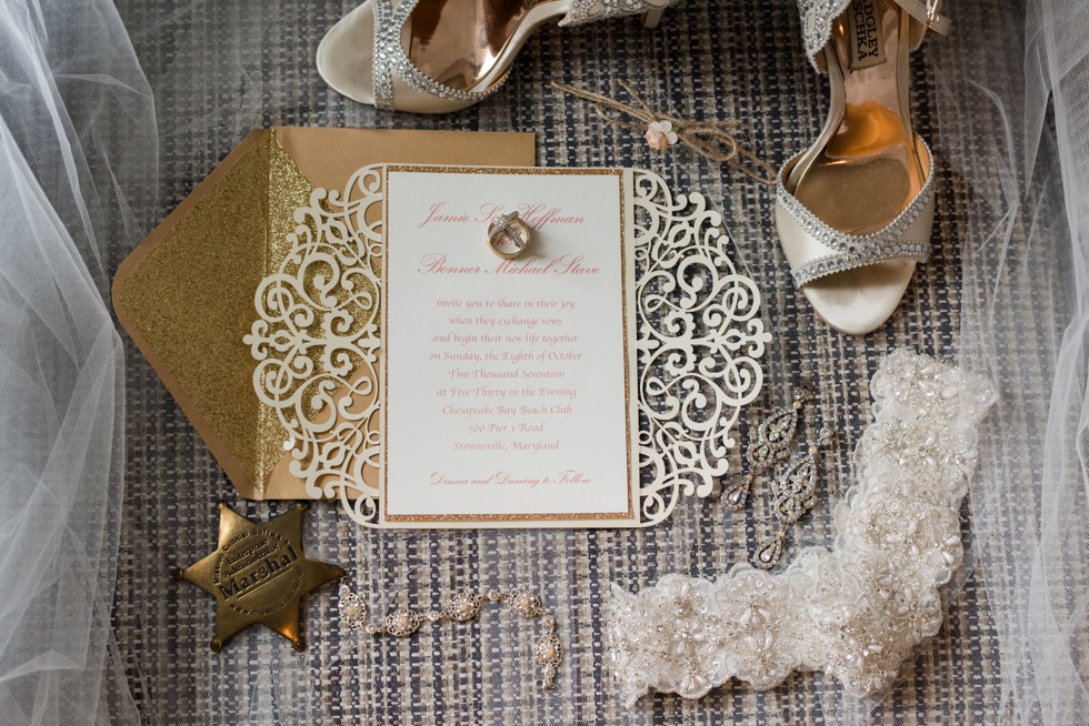 Elegant Wedding Invites for Chesapeake Bay Beach Club Wedding