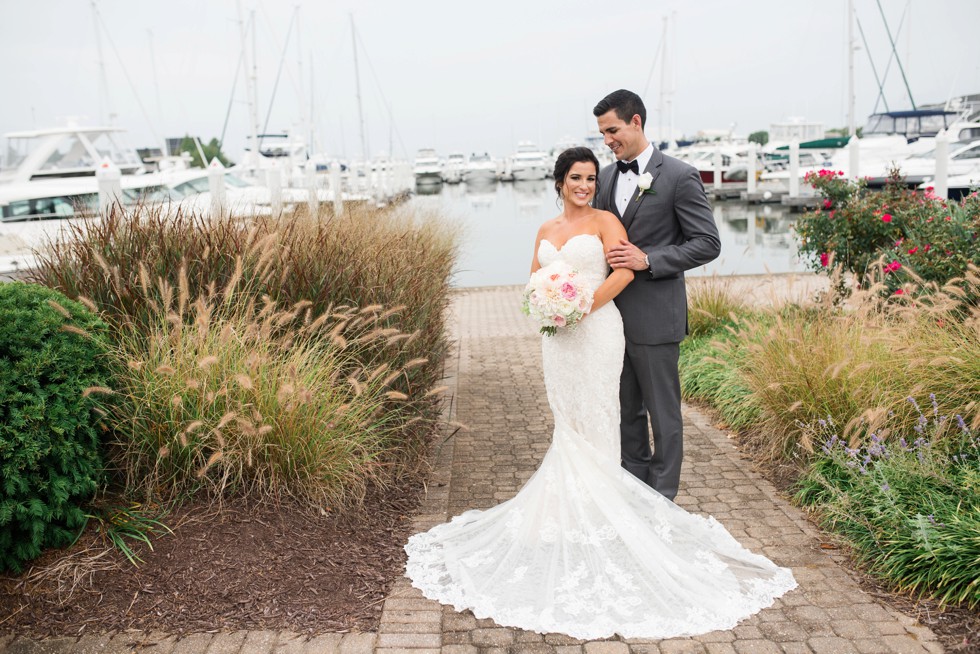 Waterfront Wedding overlooking the docks in Stevensville