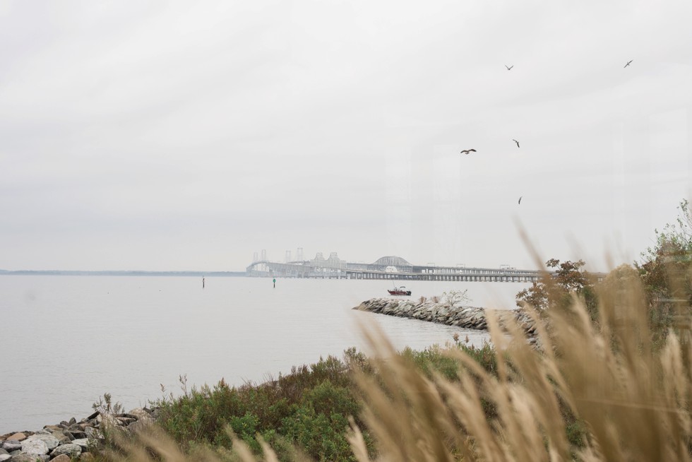 Rainy wedding ceremony indoors at the Chesapeake Bay Beach Club