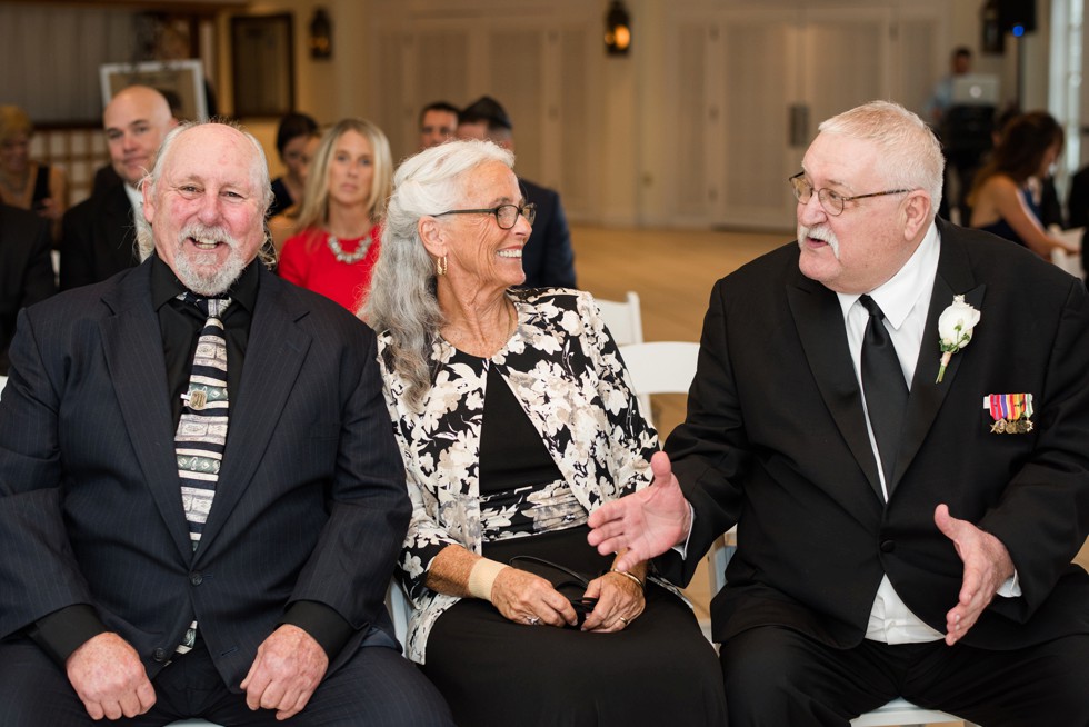 Rainy wedding ceremony indoors at the Chesapeake Bay Beach Club