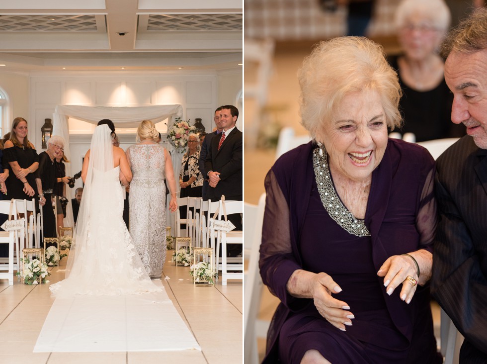 Rainy wedding ceremony indoors at the Chesapeake Bay Beach Club