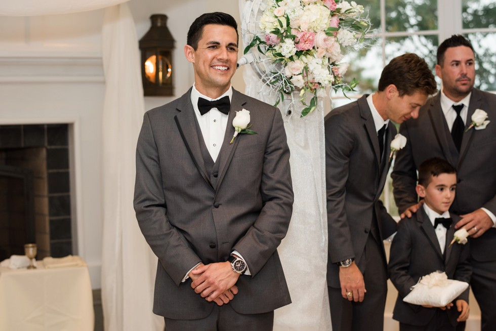 Rainy wedding ceremony indoors at the Chesapeake Bay Beach Club