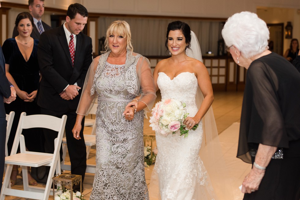 Rainy wedding ceremony indoors at the Chesapeake Bay Beach Club