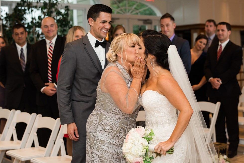 Rainy wedding ceremony indoors at the Chesapeake Bay Beach Club