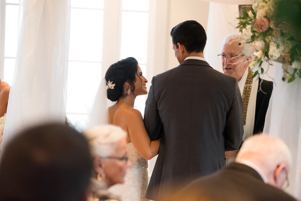 Rainy wedding ceremony indoors at the Chesapeake Bay Beach Club