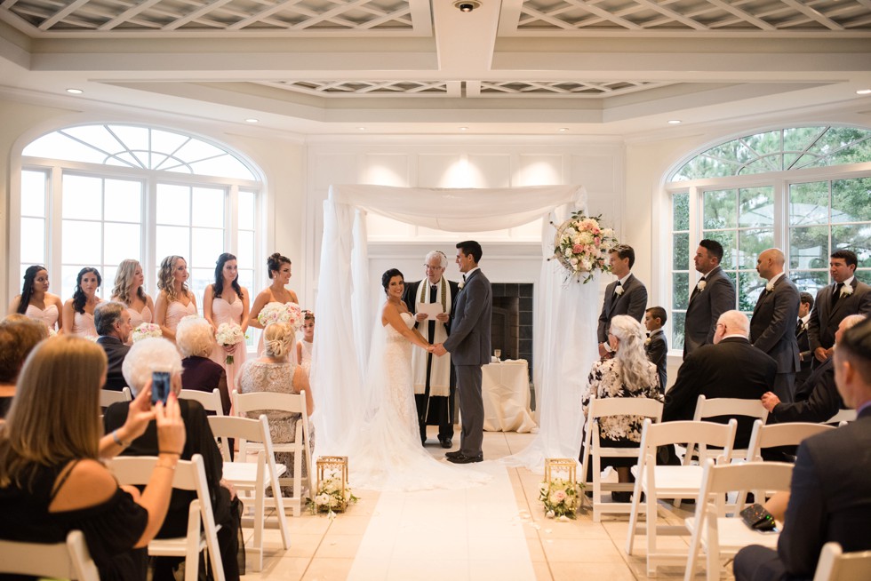 Rainy wedding ceremony indoors at the Chesapeake Bay Beach Club