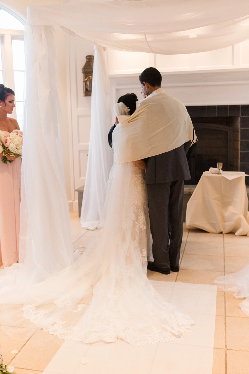 Rainy wedding ceremony indoors at the Chesapeake Bay Beach Club