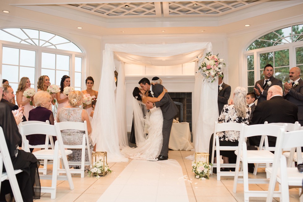 Rainy wedding ceremony indoors at the Chesapeake Bay Beach Club