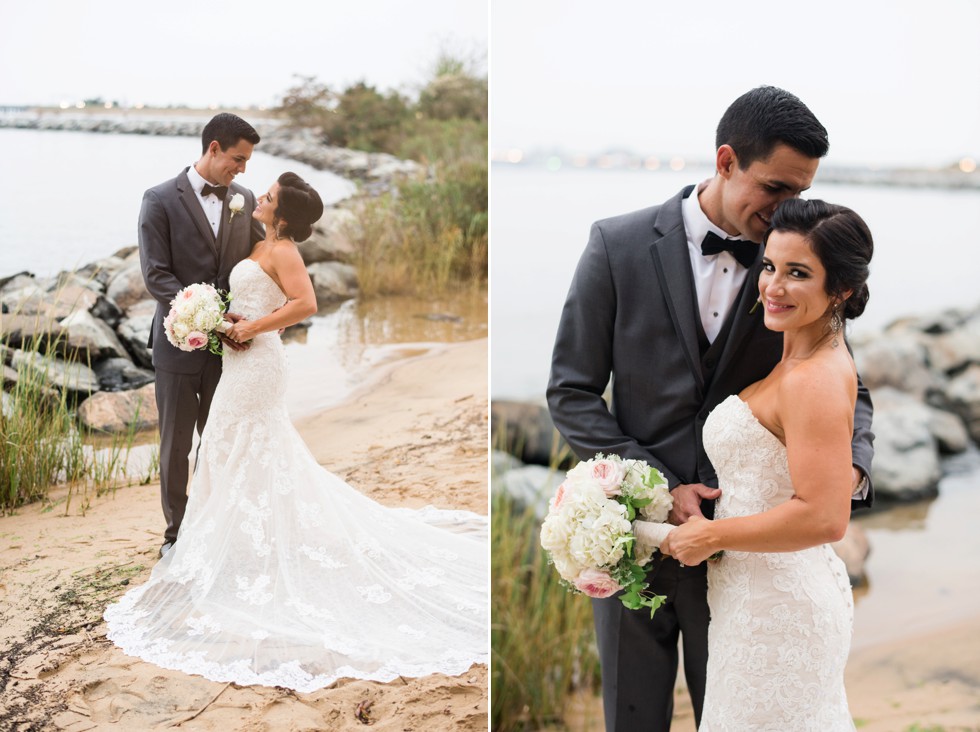 Fall wedding photos on the beach at the Chesapeake Bay Beach Club