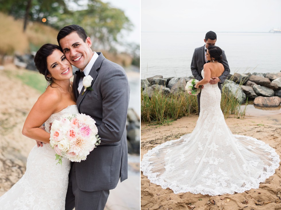 Fall wedding photos on the beach at the Chesapeake Bay Beach Club