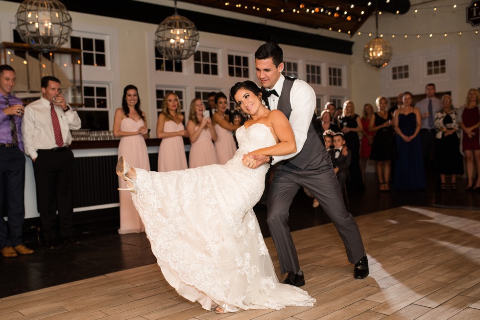 Bride and groom spinning into their first dance in the Tavern Ballroom