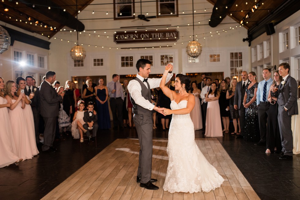 Bride and groom spinning into their first dance in the Tavern Ballroom