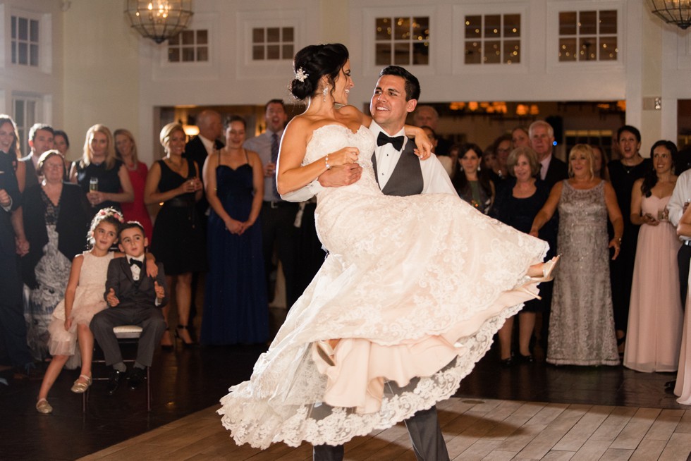 Bride and groom spinning into their first dance in the Tavern Ballroom