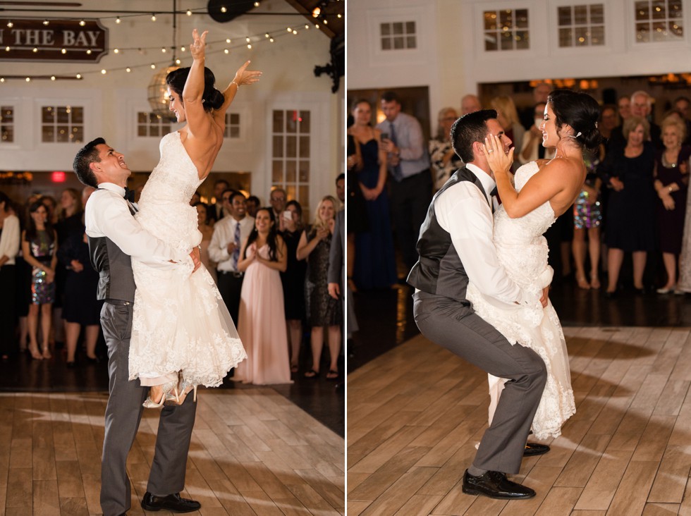 Bride and groom spinning into their choreographed first dance in the Tavern Ballroom