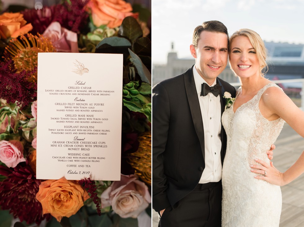 Bride and groom at One Atlantic Wedding venue florals by Manic Botanic