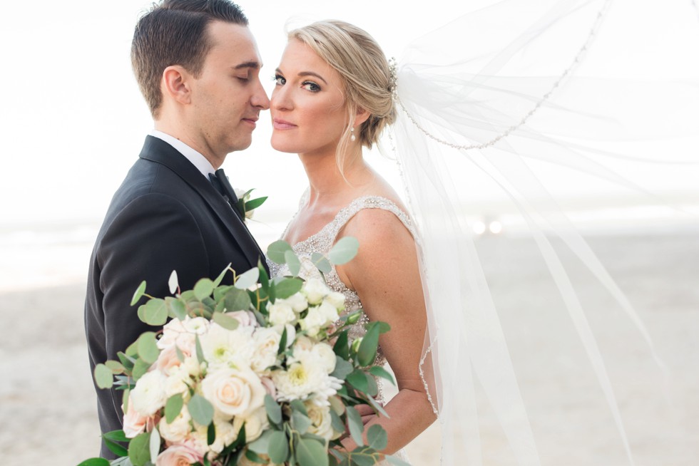 Bride and groom at Atlantic City beach at One Atlantic Events