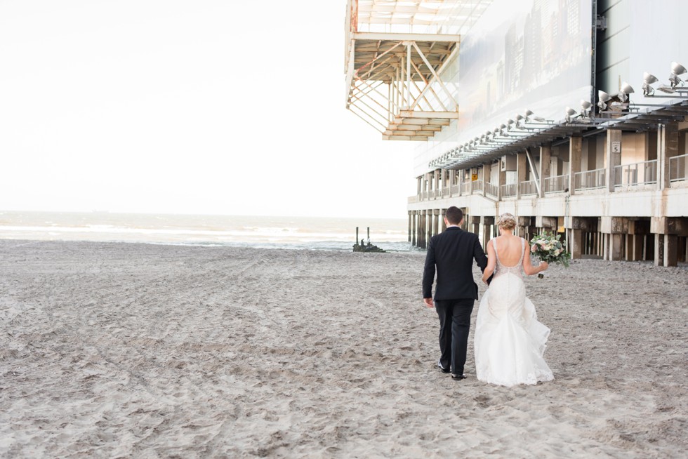 NJ Shore Wedding couple under the One Atlantic Pier